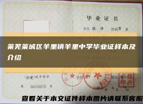 莱芜莱城区羊里镇羊里中学毕业证样本及介绍缩略图