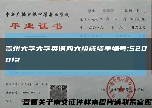 贵州大学大学英语四六级成绩单编号:520012缩略图