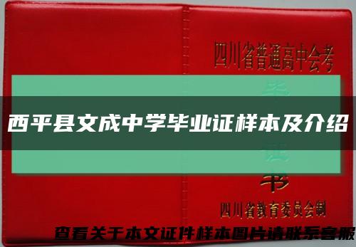 西平县文成中学毕业证样本及介绍缩略图