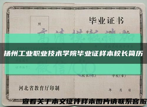 扬州工业职业技术学院毕业证样本校长简历缩略图