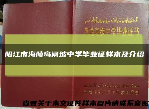 阳江市海陵岛闸坡中学毕业证样本及介绍缩略图