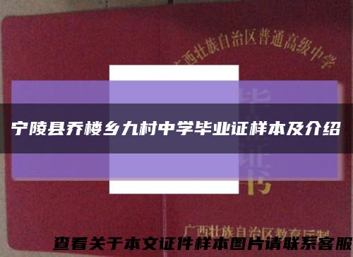 宁陵县乔楼乡九村中学毕业证样本及介绍缩略图