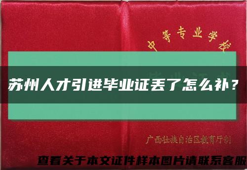 苏州人才引进毕业证丢了怎么补？缩略图