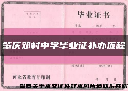 肇庆邓村中学毕业证补办流程缩略图