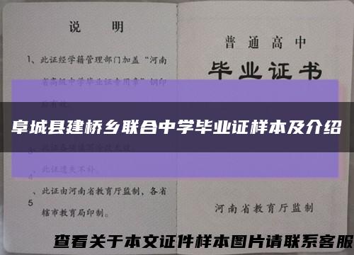 阜城县建桥乡联合中学毕业证样本及介绍缩略图