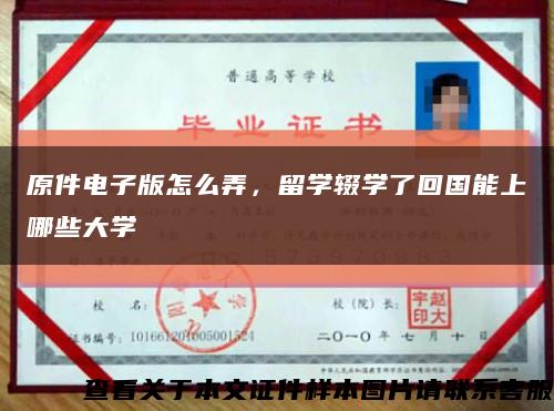 原件电子版怎么弄，留学辍学了回国能上哪些大学缩略图