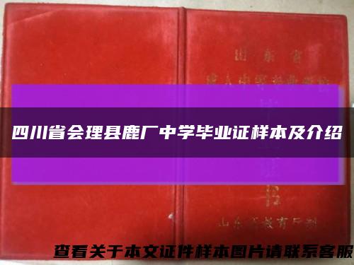 四川省会理县鹿厂中学毕业证样本及介绍缩略图