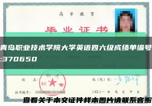 青岛职业技术学院大学英语四六级成绩单编号:370650缩略图