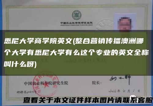 悉尼大学商学院英文(整合营销传播澳洲哪个大学有悉尼大学有么这个专业的英文全称叫什么呀)缩略图