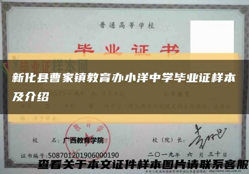 新化县曹家镇教育办小洋中学毕业证样本及介绍缩略图