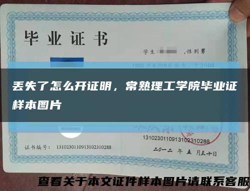 丢失了怎么开证明，常熟理工学院毕业证样本图片缩略图