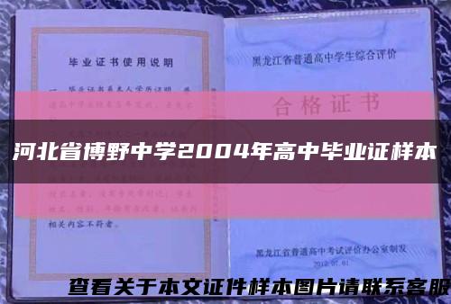 河北省博野中学2004年高中毕业证样本缩略图