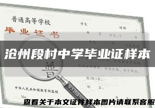 沧州段村中学毕业证样本缩略图