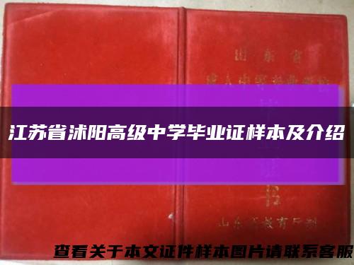 江苏省沭阳高级中学毕业证样本及介绍缩略图