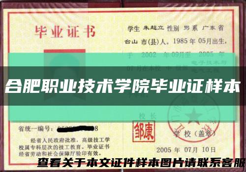 合肥职业技术学院毕业证样本缩略图