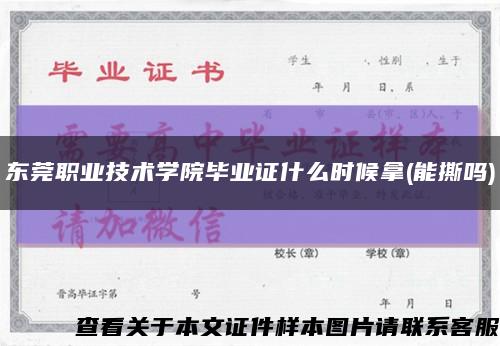 东莞职业技术学院毕业证什么时候拿(能撕吗)缩略图