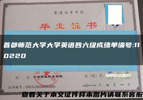 首都师范大学大学英语四六级成绩单编号:110220缩略图