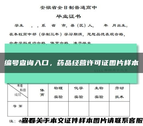 编号查询入口，药品经营许可证图片样本缩略图