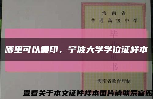 哪里可以复印，宁波大学学位证样本缩略图