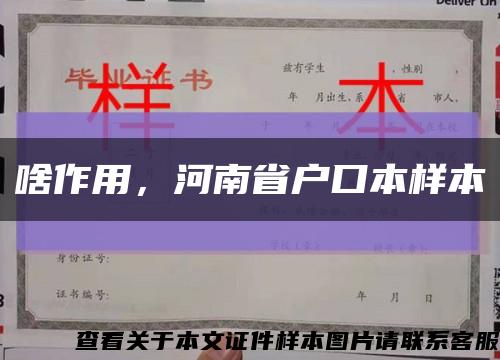 啥作用，河南省户口本样本缩略图