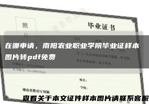 在哪申请，南阳农业职业学院毕业证样本 图片转pdf免费缩略图