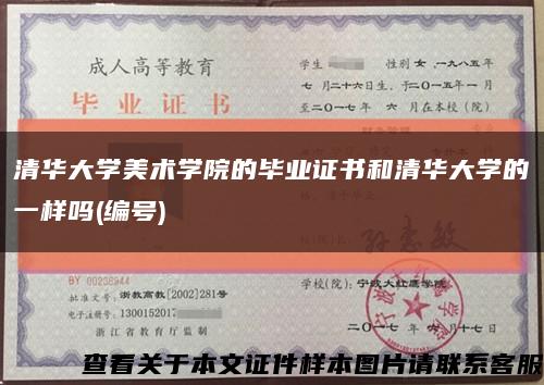 清华大学美术学院的毕业证书和清华大学的一样吗(编号)缩略图