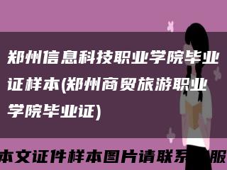 郑州信息科技职业学院毕业证样本(郑州商贸旅游职业学院毕业证)缩略图