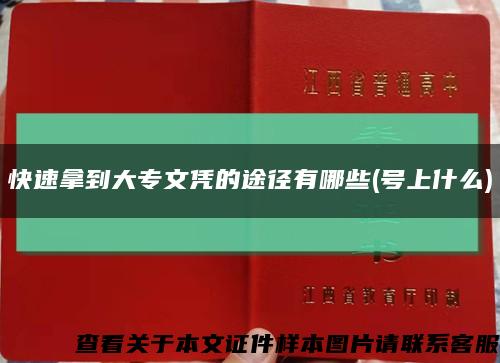 快速拿到大专文凭的途径有哪些(号上什么)缩略图