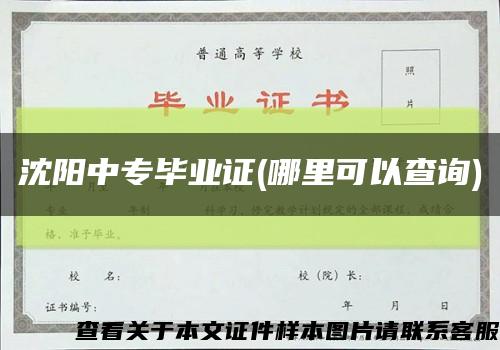 沈阳中专毕业证(哪里可以查询)缩略图