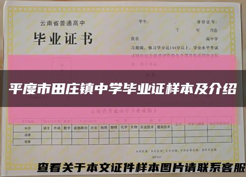 平度市田庄镇中学毕业证样本及介绍缩略图