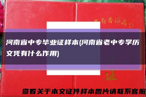 河南省中专毕业证样本(河南省老中专学历文凭有什么作用)缩略图