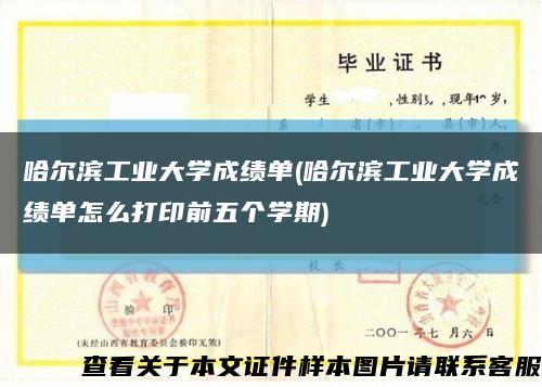 哈尔滨工业大学成绩单(哈尔滨工业大学成绩单怎么打印前五个学期)缩略图