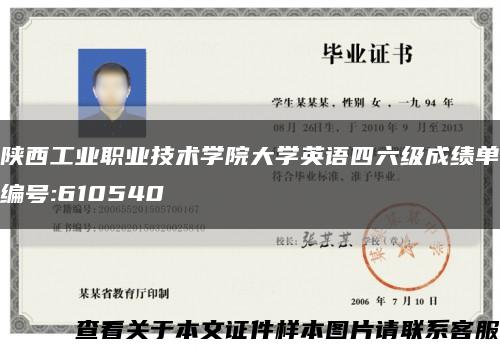 陕西工业职业技术学院大学英语四六级成绩单编号:610540缩略图