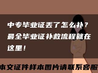 中专毕业证丢了怎么补？最全毕业证补救流程就在这里！缩略图