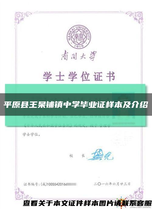 平原县王杲铺镇中学毕业证样本及介绍缩略图