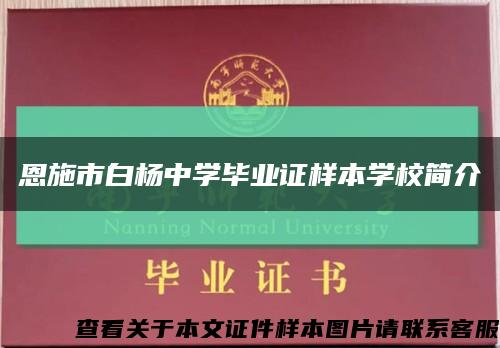 恩施市白杨中学毕业证样本学校简介缩略图