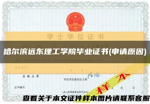 哈尔滨远东理工学院毕业证书(申请原因)缩略图