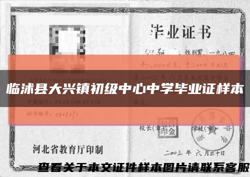 临沭县大兴镇初级中心中学毕业证样本缩略图