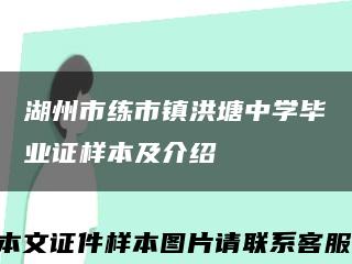 湖州市练市镇洪塘中学毕业证样本及介绍缩略图