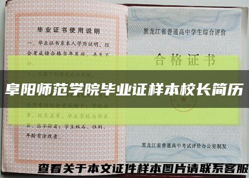 阜阳师范学院毕业证样本校长简历缩略图