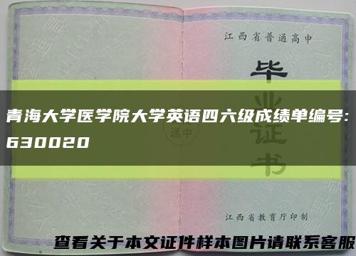 青海大学医学院大学英语四六级成绩单编号:630020缩略图