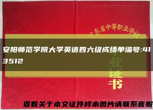 安阳师范学院大学英语四六级成绩单编号:413512缩略图