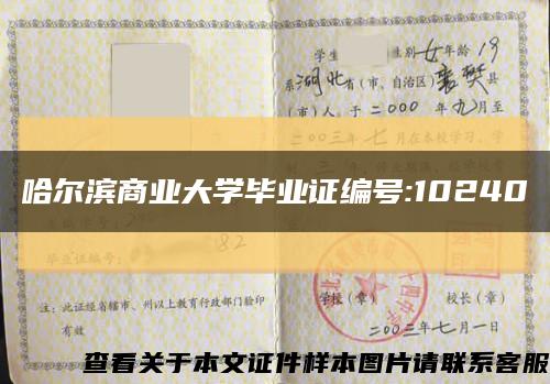 哈尔滨商业大学毕业证编号:10240缩略图