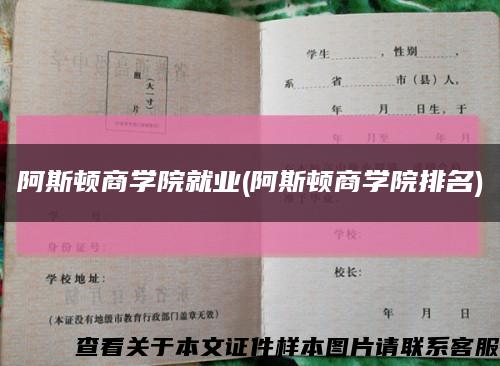 阿斯顿商学院就业(阿斯顿商学院排名)缩略图