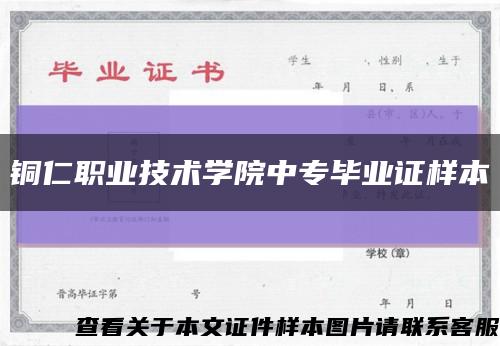 铜仁职业技术学院中专毕业证样本缩略图