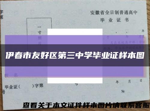 伊春市友好区第三中学毕业证样本图缩略图