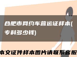 合肥市网约车营运证样本(专科多少钱)缩略图