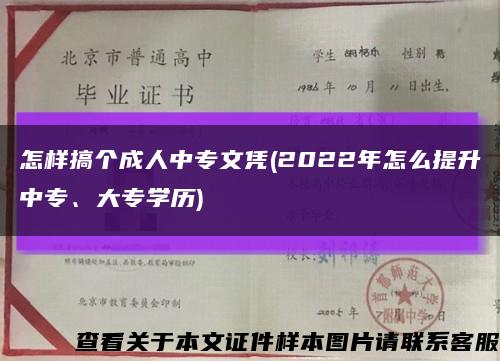 怎样搞个成人中专文凭(2022年怎么提升中专、大专学历)缩略图