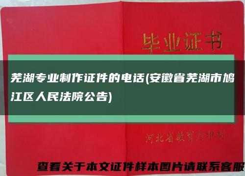 芜湖专业制作证件的电话(安徽省芜湖市鸠江区人民法院公告)缩略图