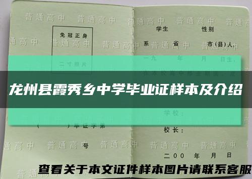 龙州县霞秀乡中学毕业证样本及介绍缩略图